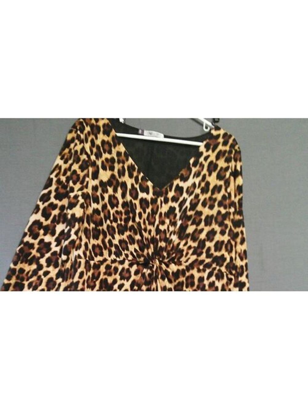 Jennifer Lopez Leopard Print V-Neck Dress Made in USA XL